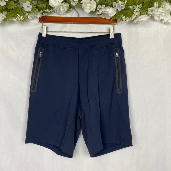 Lululemon Male Navy Shorts Zipper Pockets Medium - Picture 1 of 5
